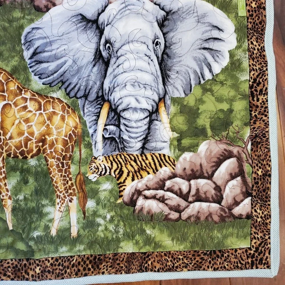 Jungle Wild Animals Safari Baby‎ Quilt Blanket Tapestry 2 Curtain Panels 43 X 72